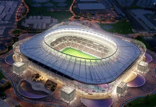 An aerial view of the Rayyan Stadium showcasing the use of a few Nystrom products.
